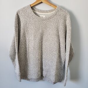Lou & Grey Women's Textured Knit Sweater Sz M Grey & White EUC Cottagecore Cozy